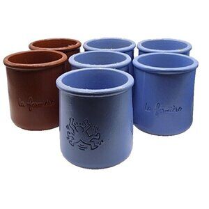 Keith Haring La Fermiere Yogurt Jar Pot Blue Terracotta Dancing Limited Edition